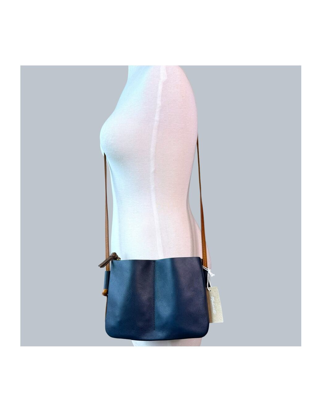 Madewell Leather Crossbody Shoulder Purse Bag Dual Colorblock Navy Brown New Tag